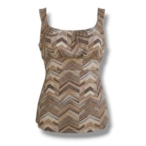 Ann Taylor Women’s Brown Y2K Tank Top Size Large Cotton Spandex Blend